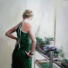 Green dress, 80x80cm, óleo sobre lienzo